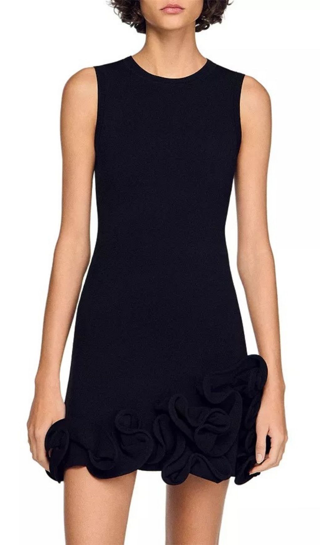 Chloe Elegant Sleeveless Ruffle Knit Mini Dress