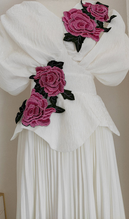 Fran White Flower Maxi Dress