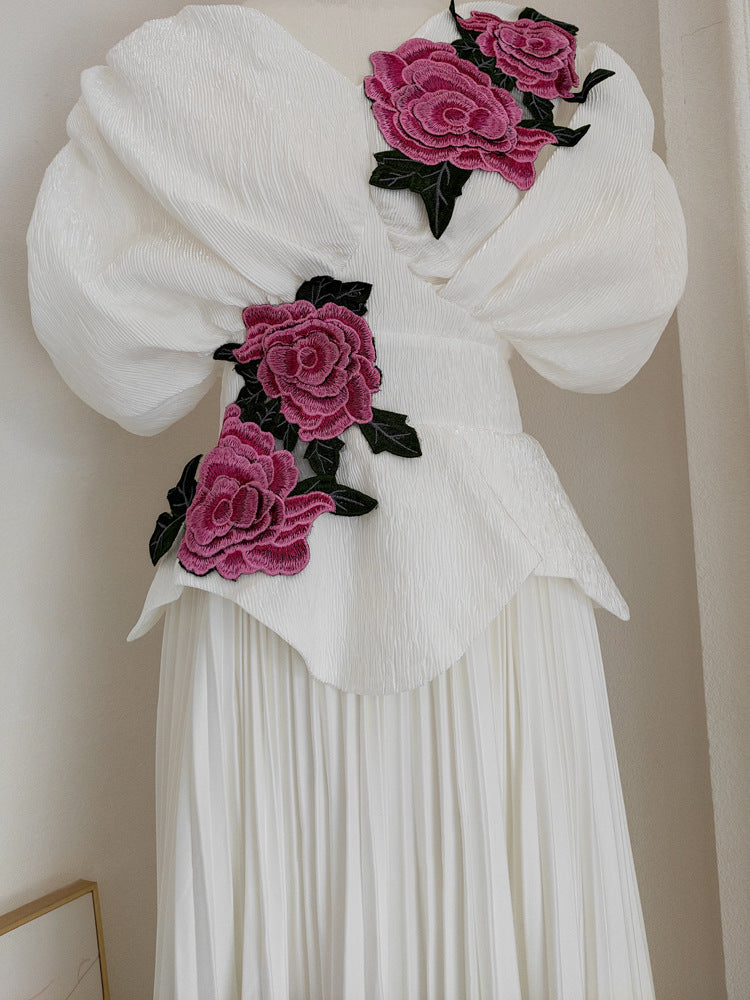 Fran White Flower Maxi Dress