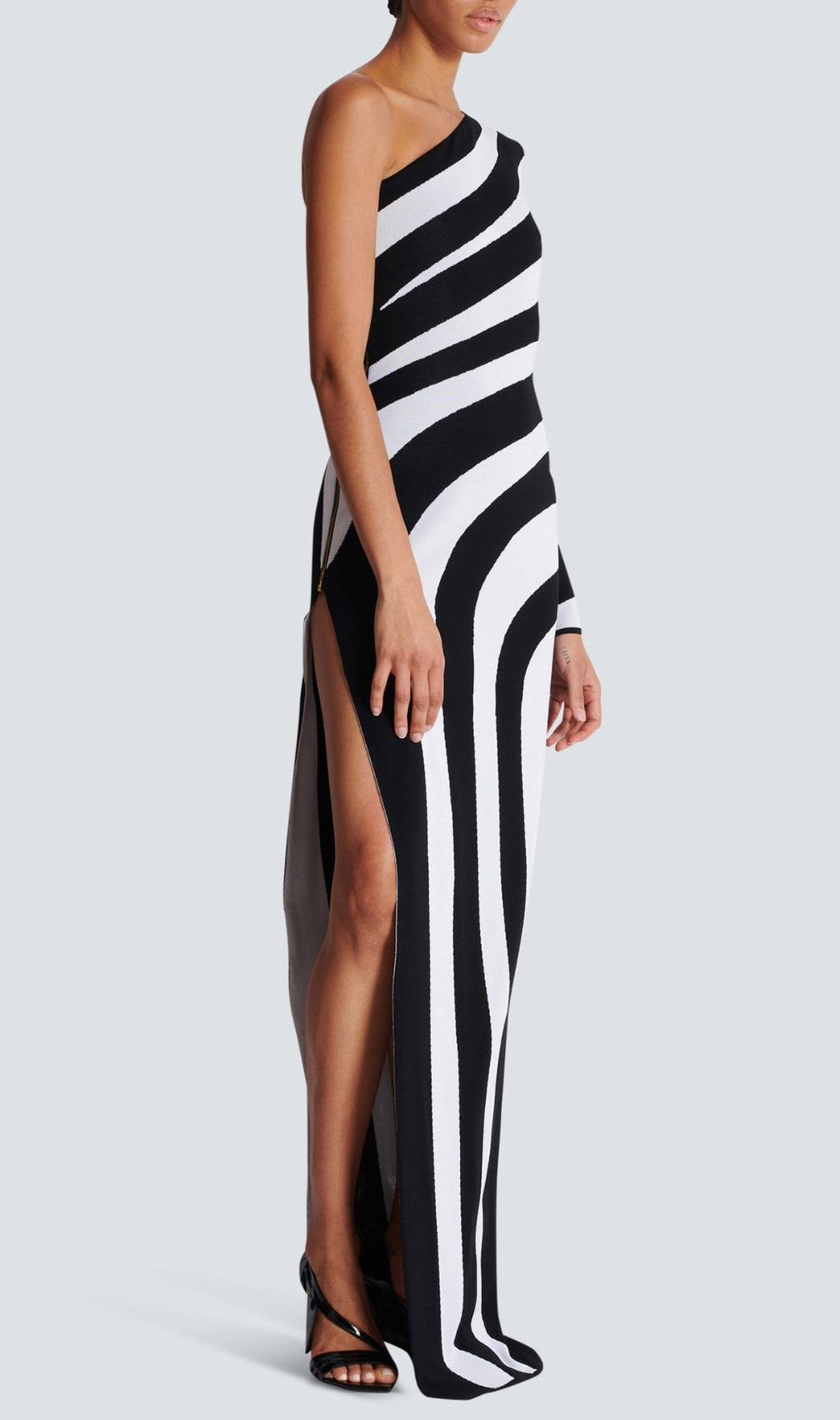 Bessie Long Asymmetrical Striped Bandage Dress