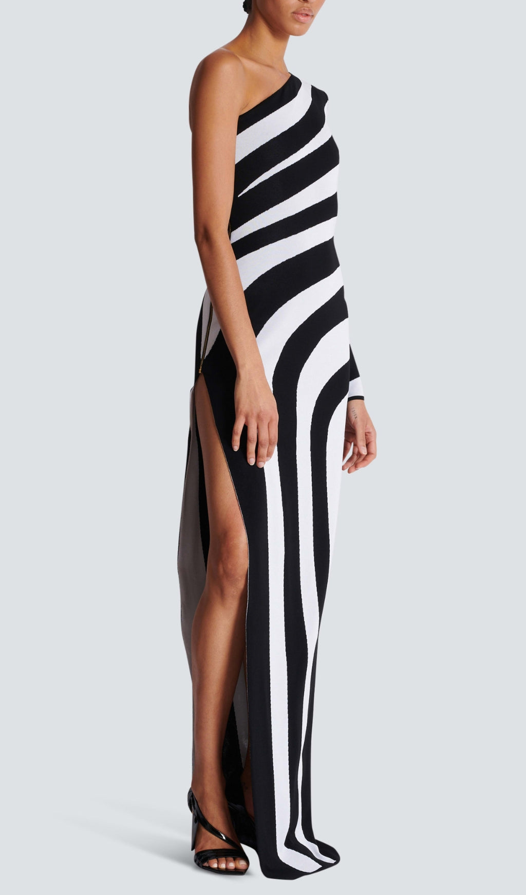 Bessie Long Asymmetrical Striped Bandage Dress