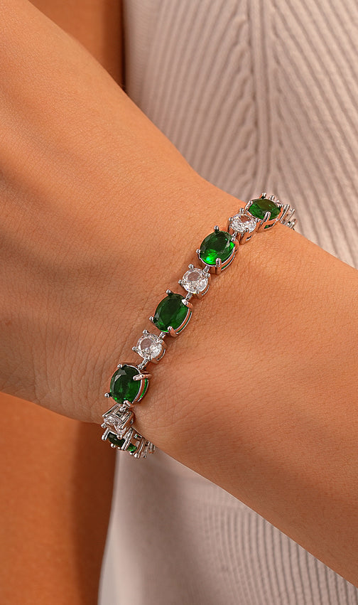 Elegant Emerald Green Bow Cubic Zirconia Jewelry Set