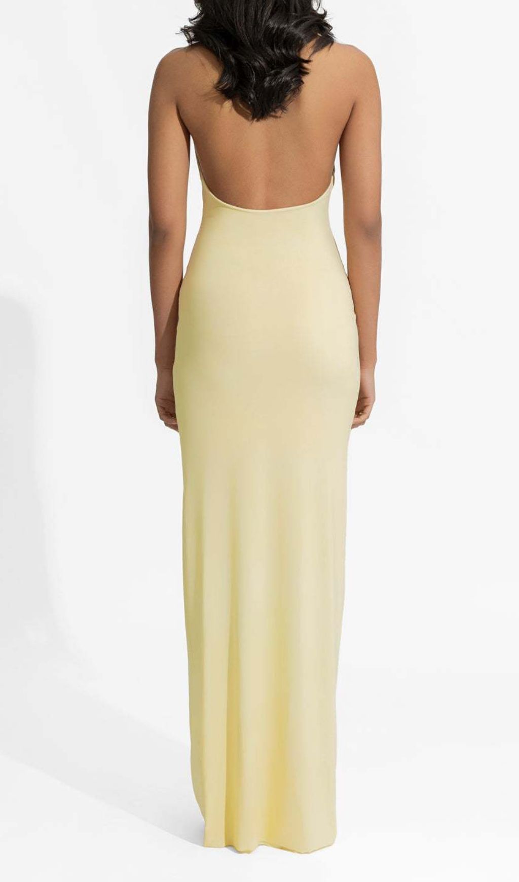 Fareeda Yellow Halter Backless Maxi Dress