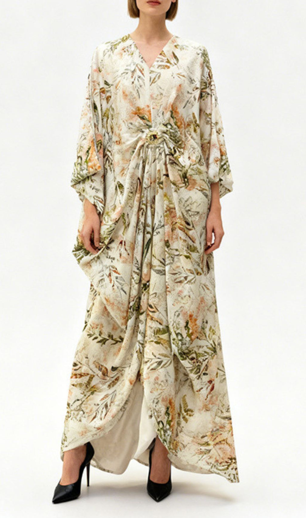Jeanine Botanical Bloom Flowing Maxi Dress | Elegant Long Sleeve