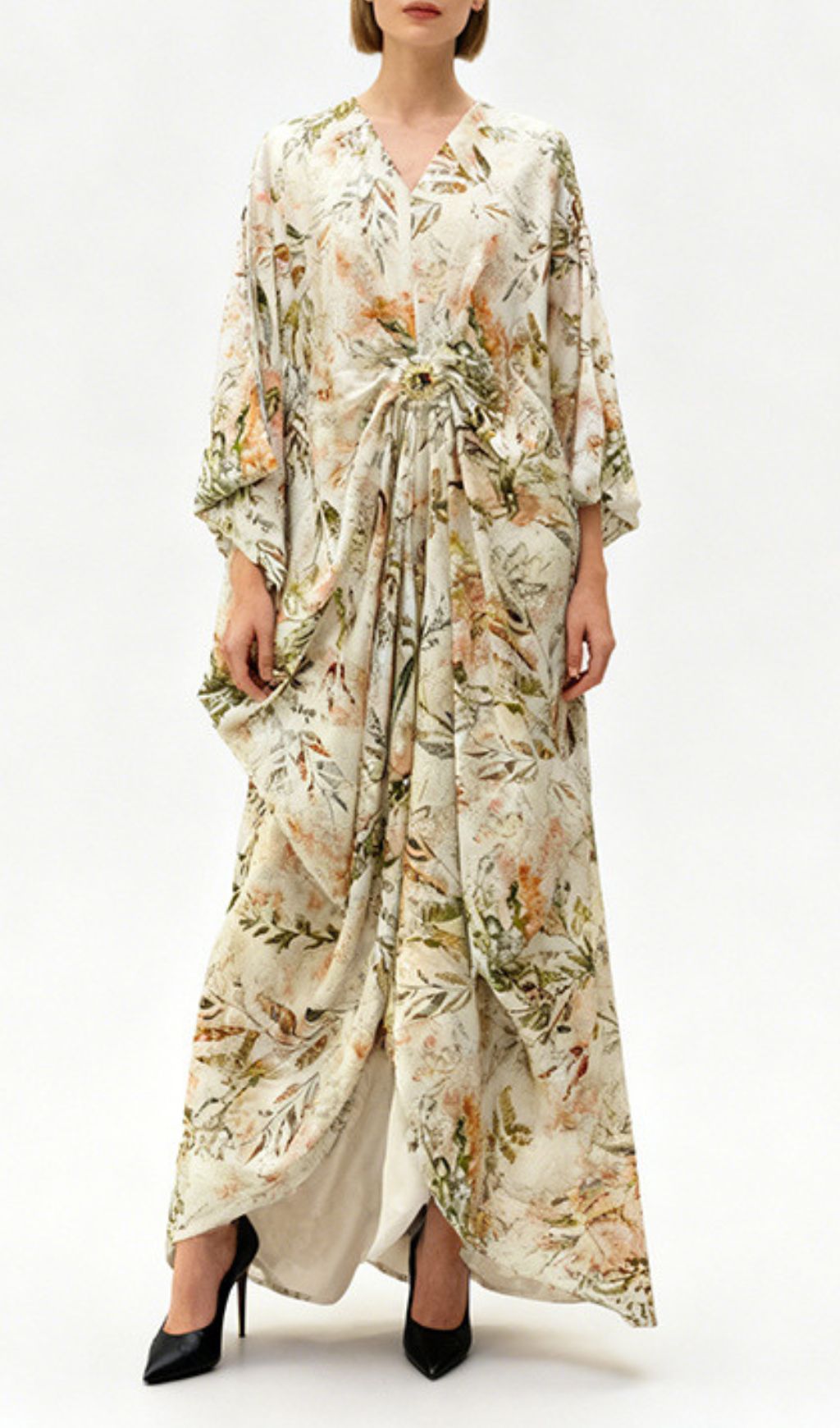 Jeanine Botanical Bloom Flowing Maxi Dress | Elegant Long Sleeve