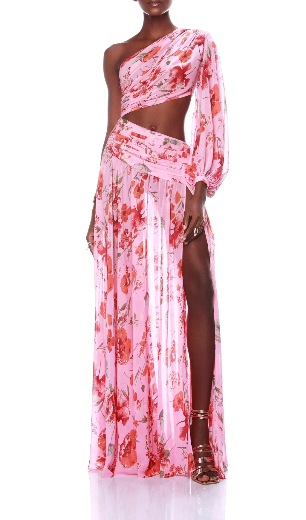 Annegret One-Shoulder Poppy Gown