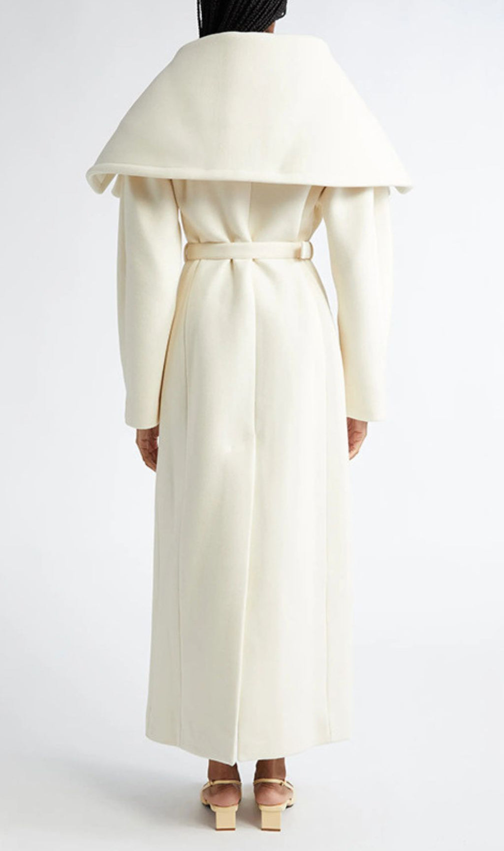 Izabella Luxe Belted Maxi Coat - Draped Collar & Tailored Elegance