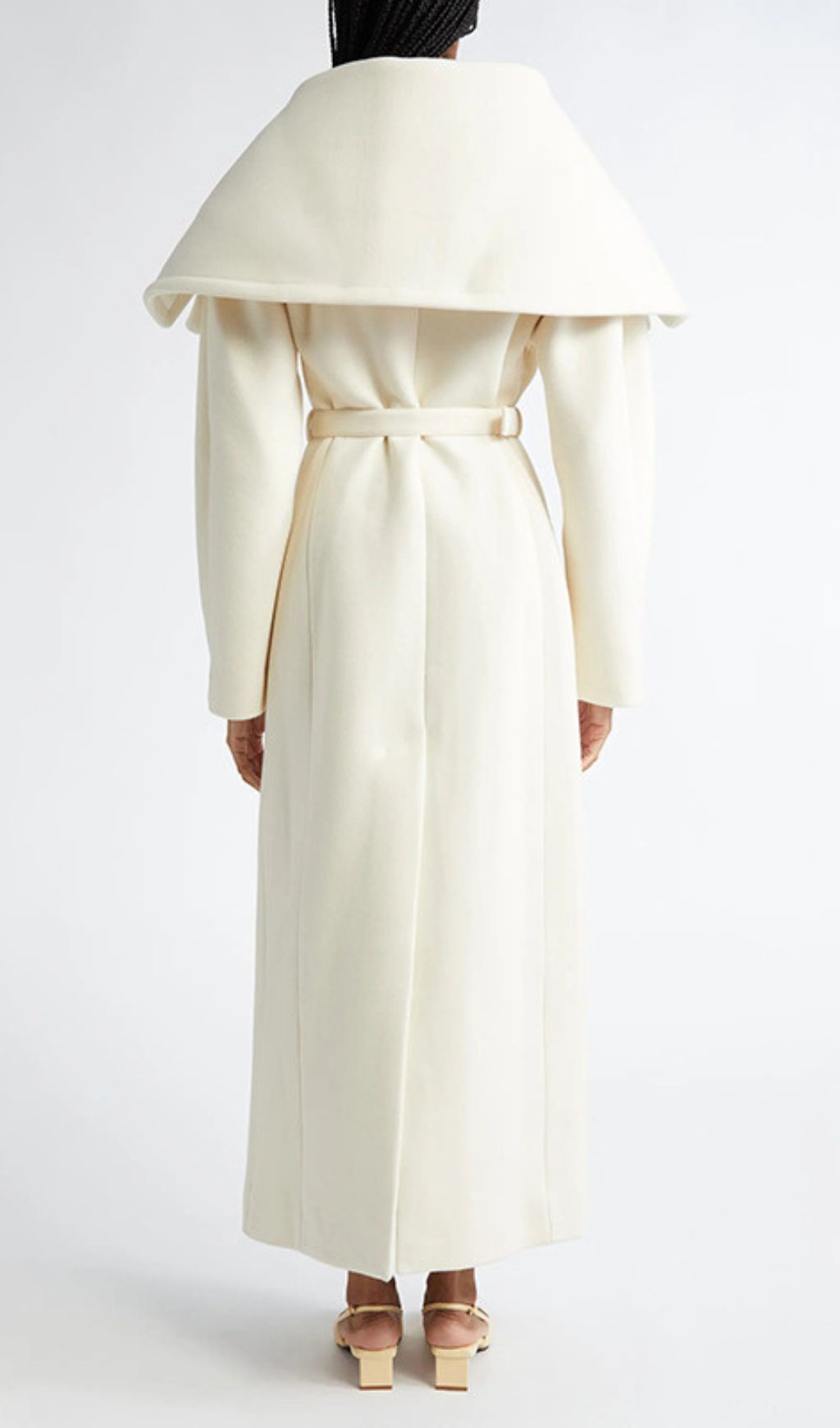 Izabella Luxe Belted Maxi Coat - Draped Collar & Tailored Elegance