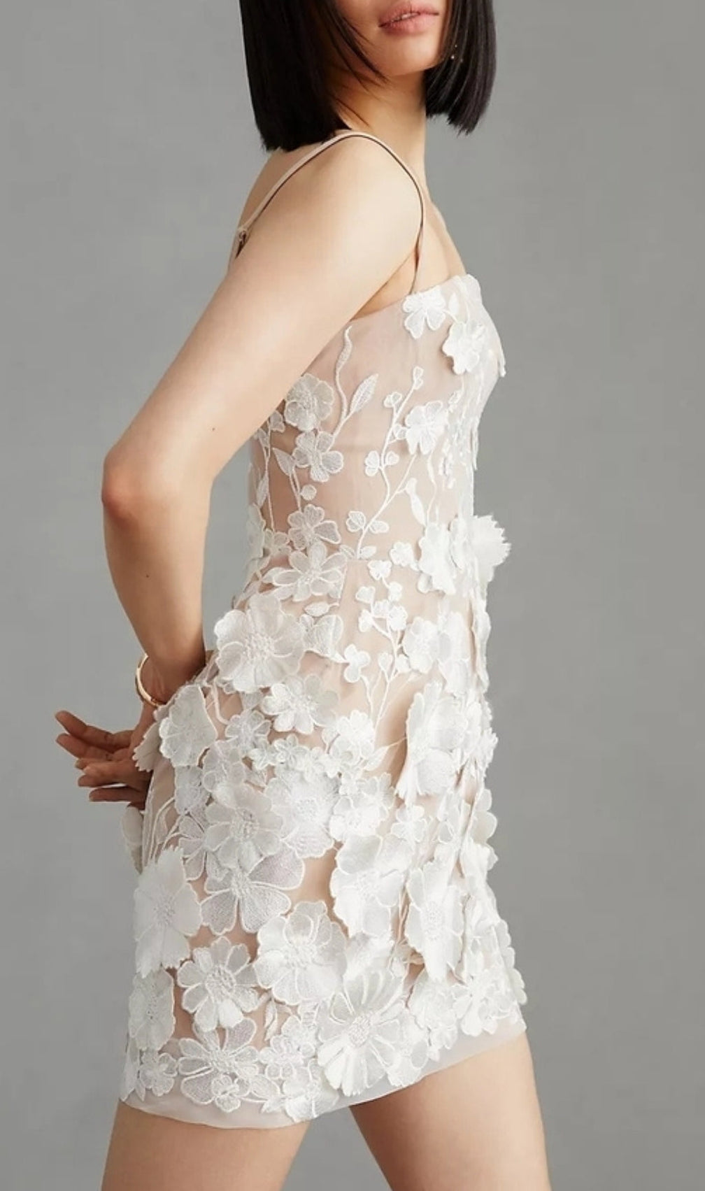 Adonica Flower Embellished Mini Dress