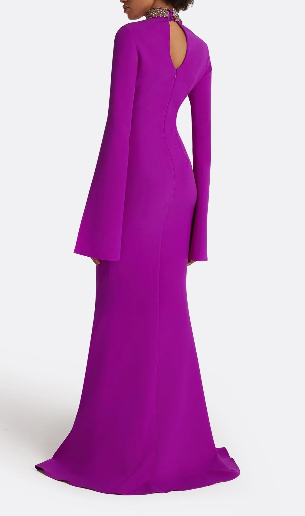 Ellema Purple Long Sleeve Embellished Maxi Dress