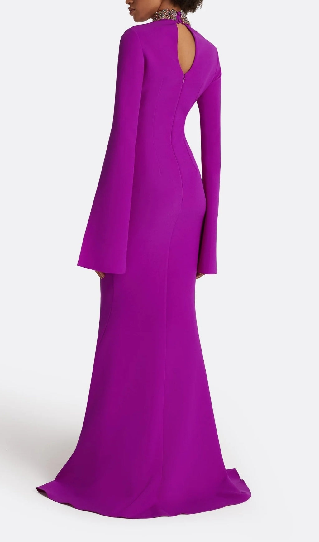Ellema Purple Long Sleeve Embellished Maxi Dress
