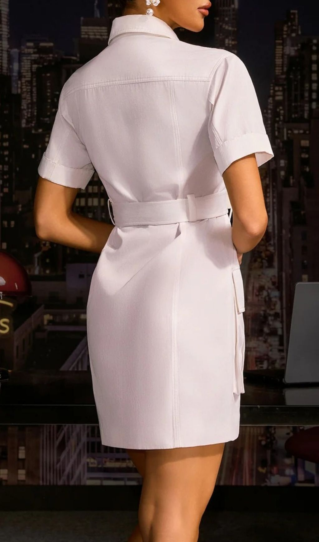 Angelita Utility Chic Lace-Up Mini Dress with Belt