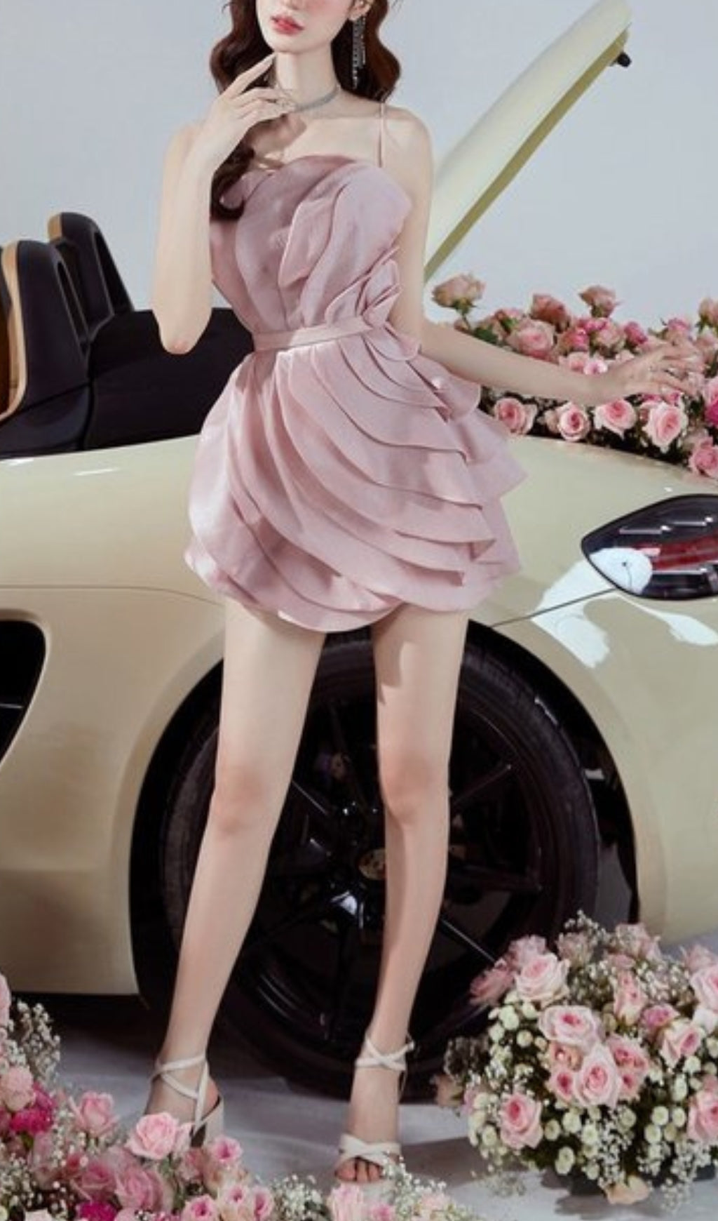 Axelia Strappy Floral Waisted Mini Dress