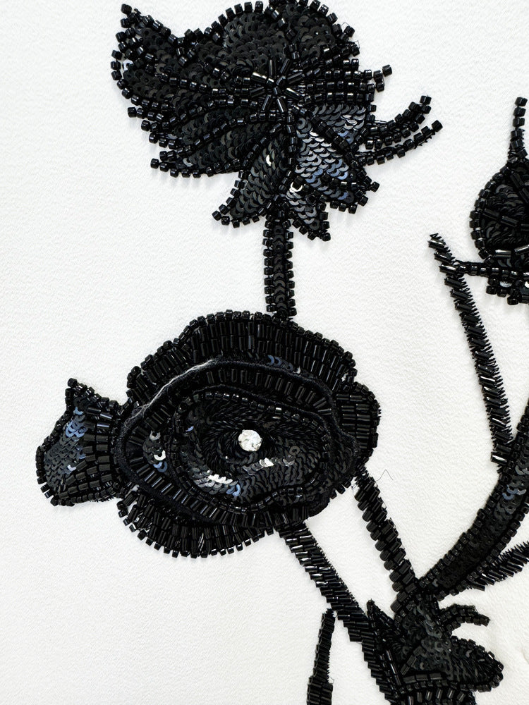 Butch White Flower Long Sleeve Mini Dress