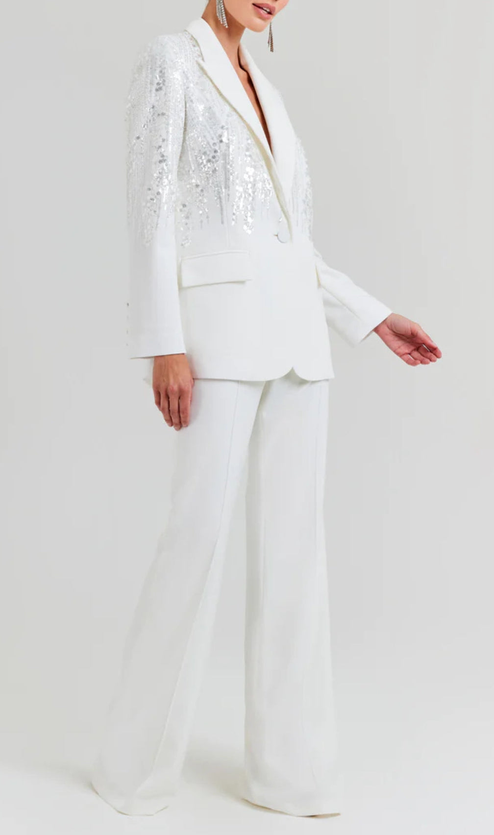 Anush White Sequin Blazer