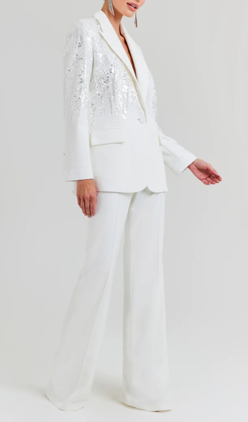 Anush White Sequin Blazer
