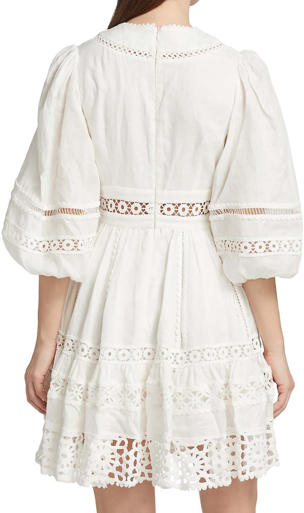 V-Neck Botton Midi Dress In White