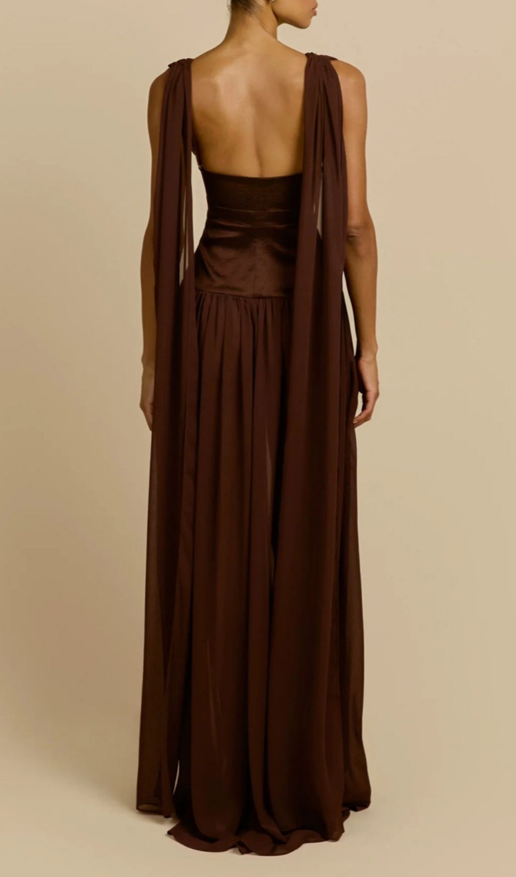Korinna Mocha Chiffon Maxi Dress