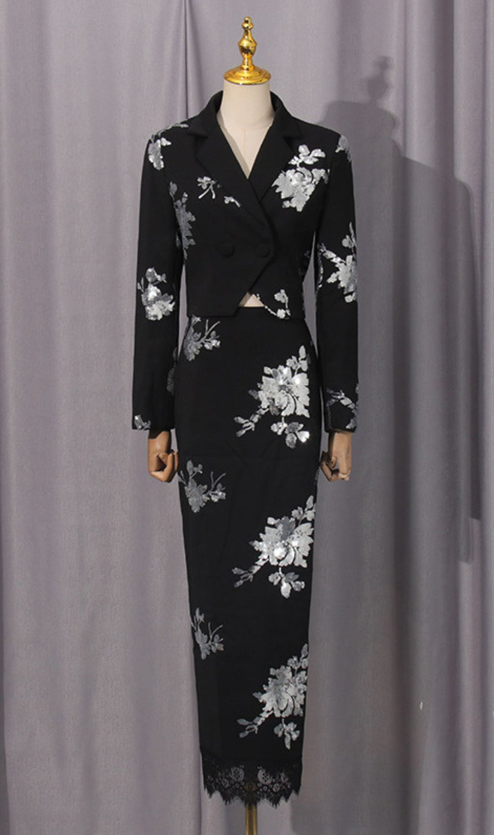 Gonca Sequin Flower Embellished Two-Piece Set