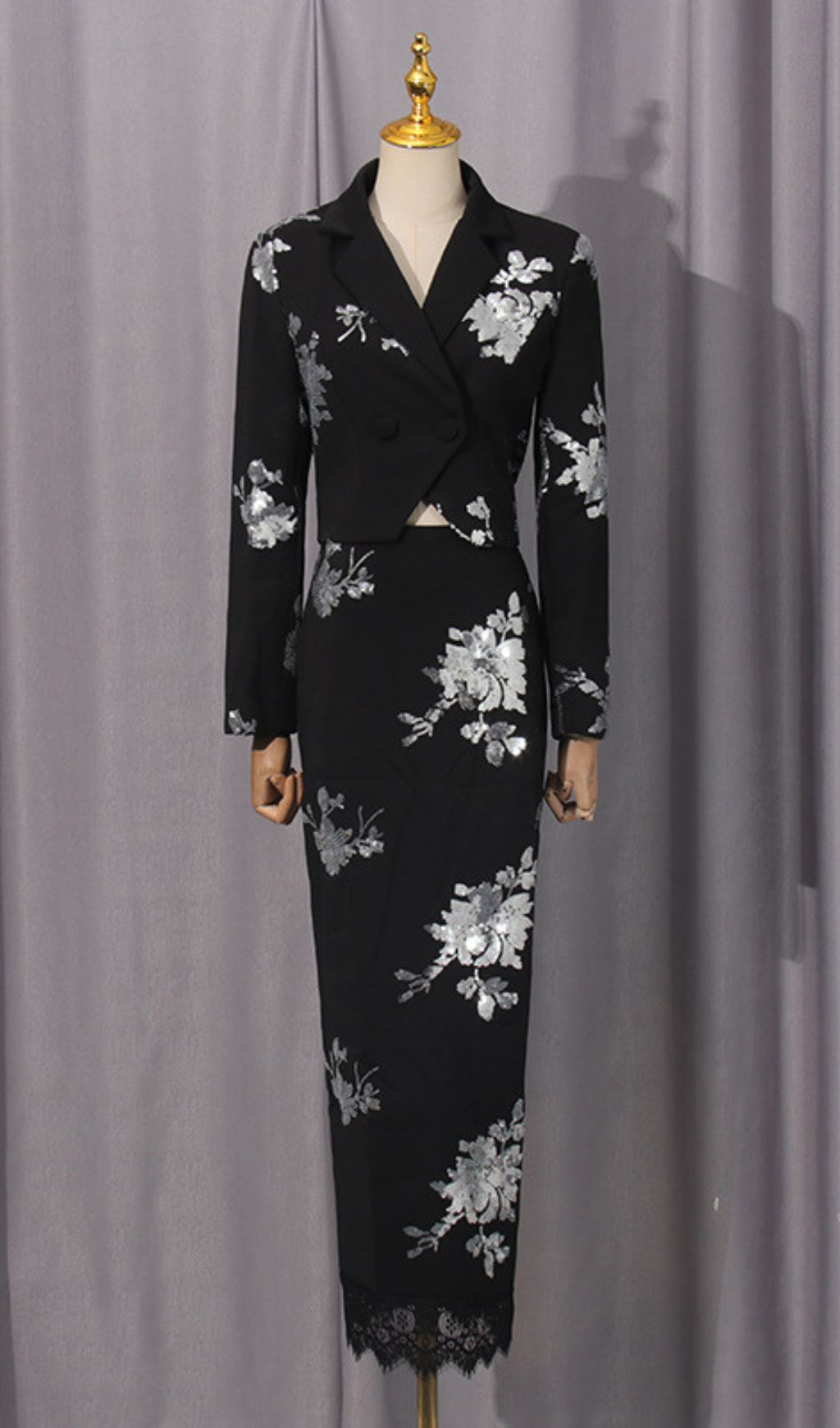 Gonca Sequin Flower Embellished Two-Piece Set