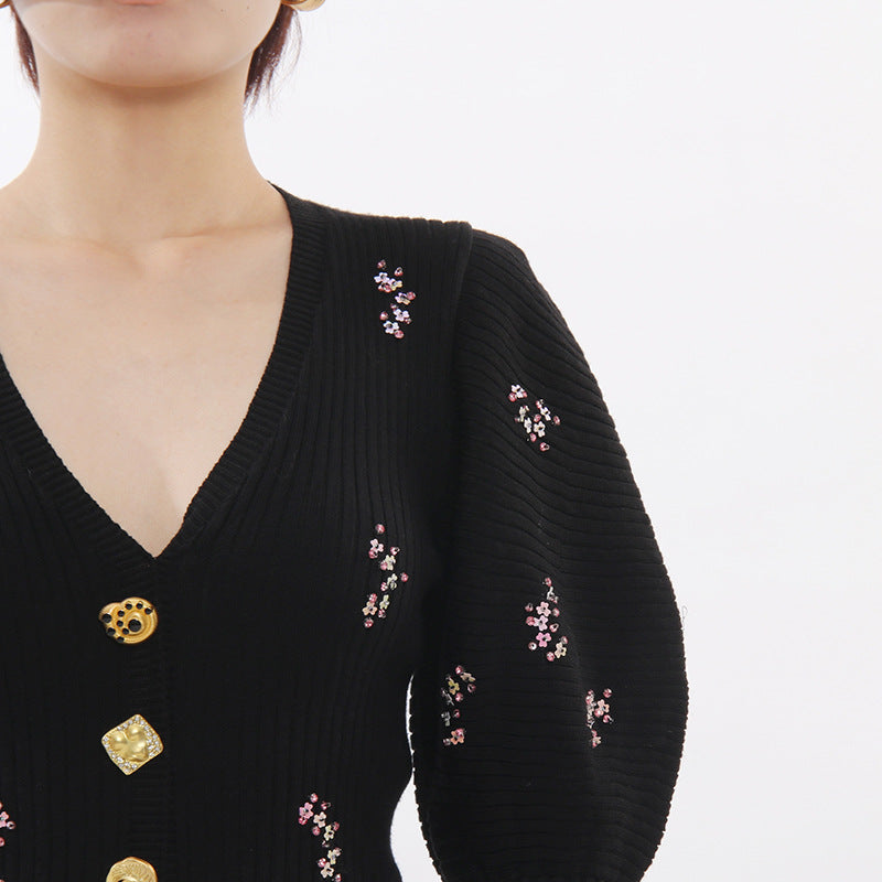Ichiko Black Embellished Sweater