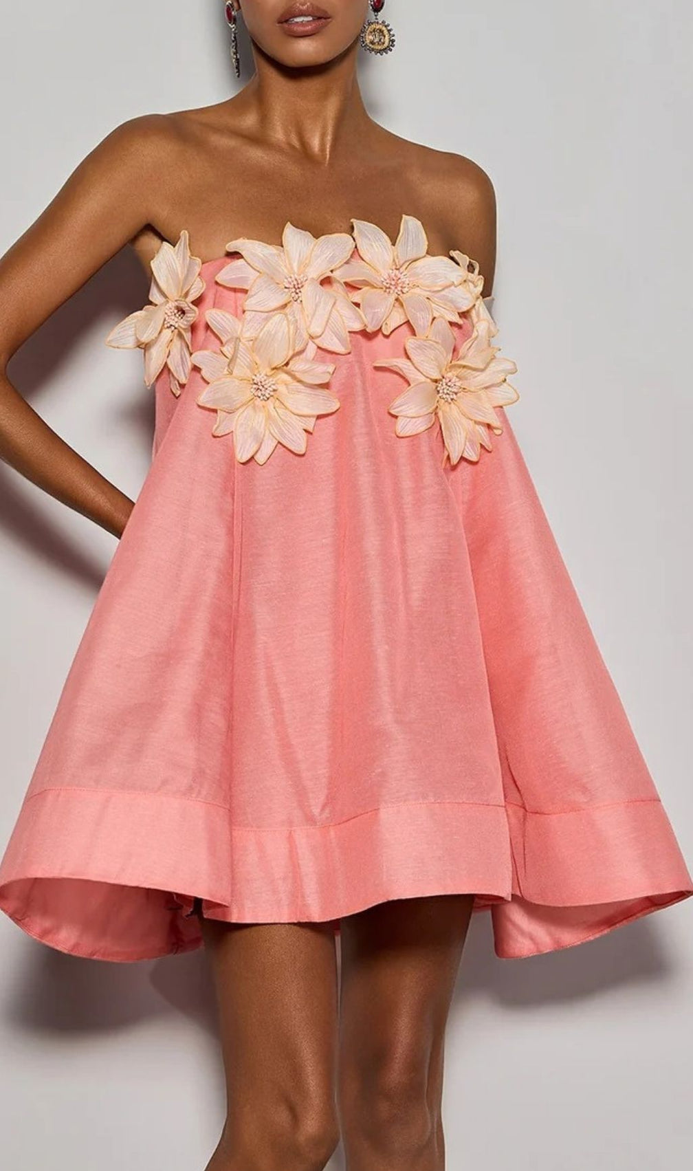 Gratho Coral Blossom Strapless Mini Dress | Summer Elegance