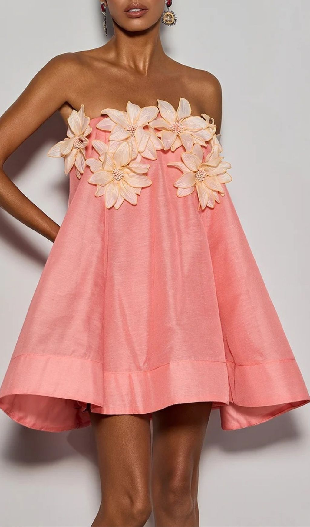 Gratho Coral Blossom Strapless Mini Dress | Summer Elegance