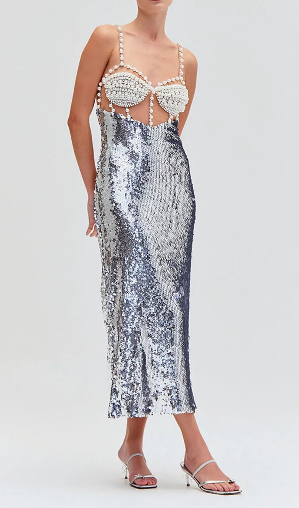 Edalene Beaded Sequin Midi Dress