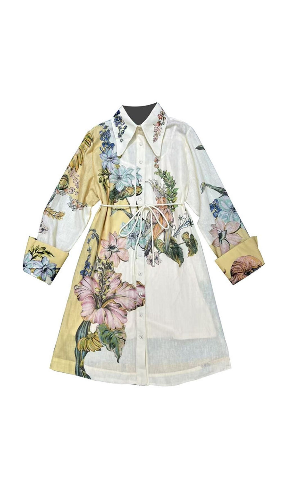 Etenia Long Sleeve Flower Printed Mini Dress