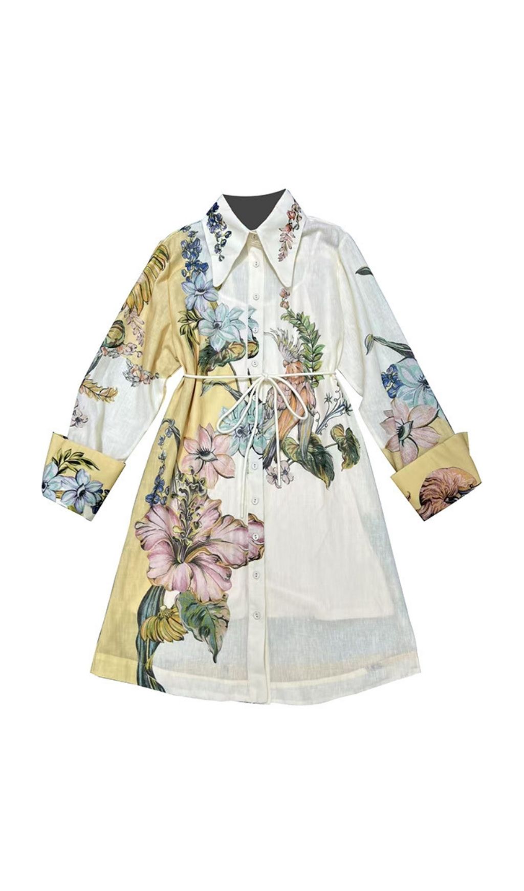 Etenia Long Sleeve Flower Printed Mini Dress