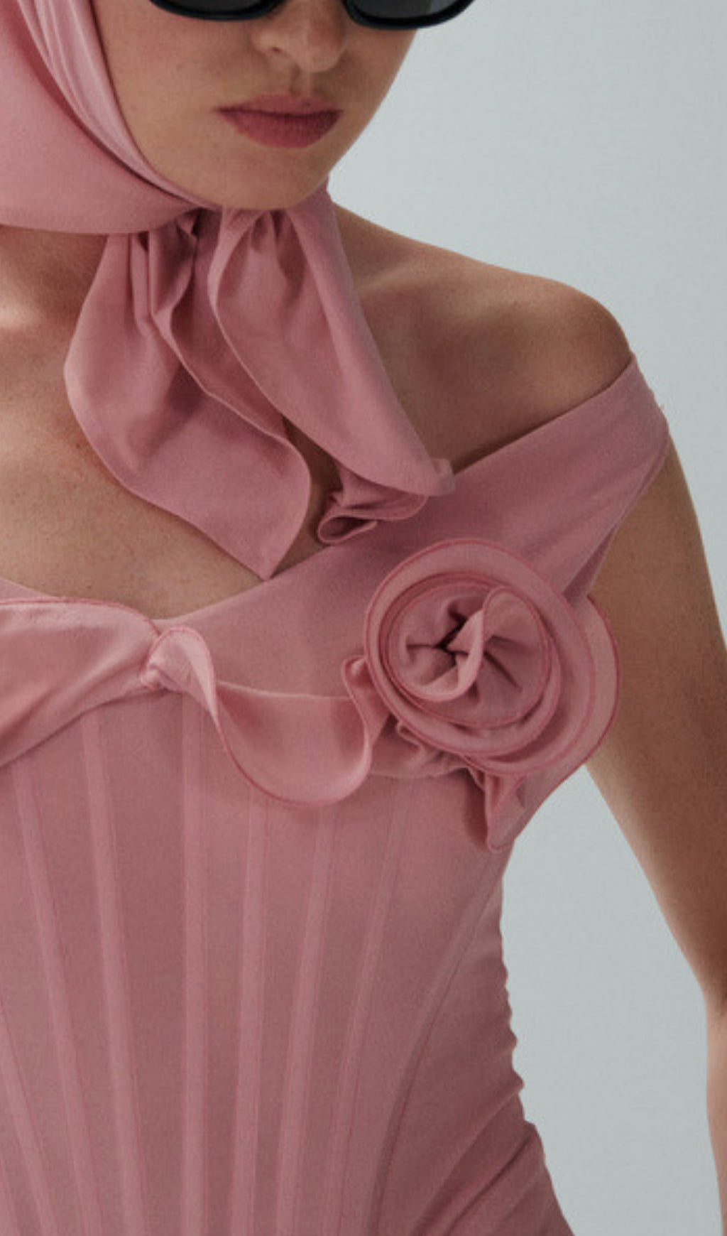 Elof Pink Flower Corset Midi Dress