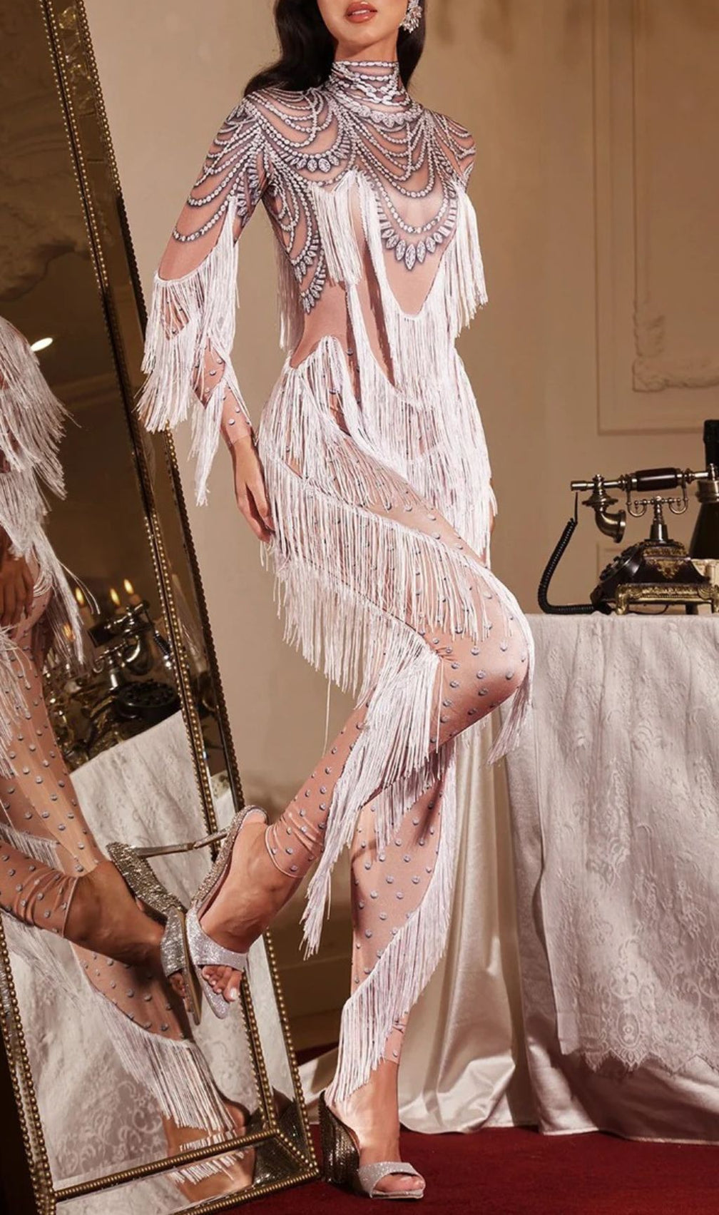Firdaus Dazzling Fringe & Crystal Embellished Jumpsuit
