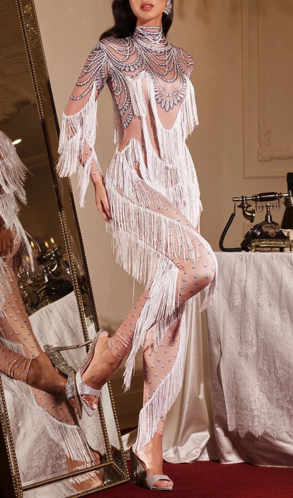 Firdaus Dazzling Fringe & Crystal Embellished Jumpsuit