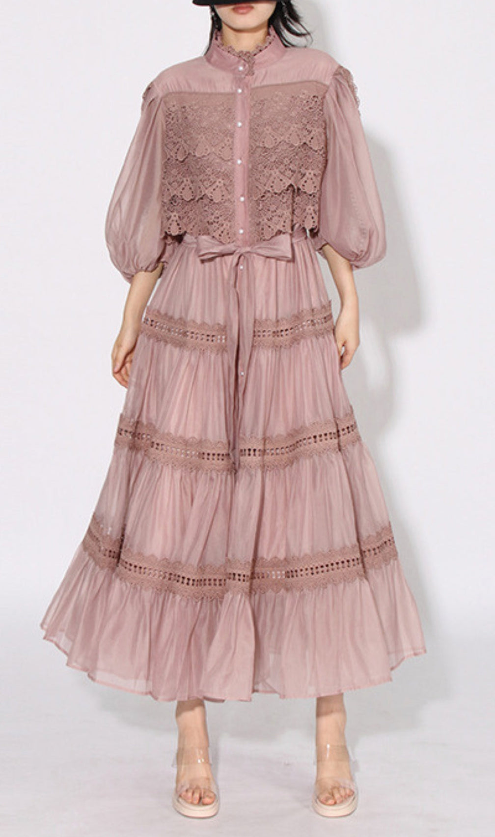 Astrea Puff Sleeve Embroidery Maxi Dress