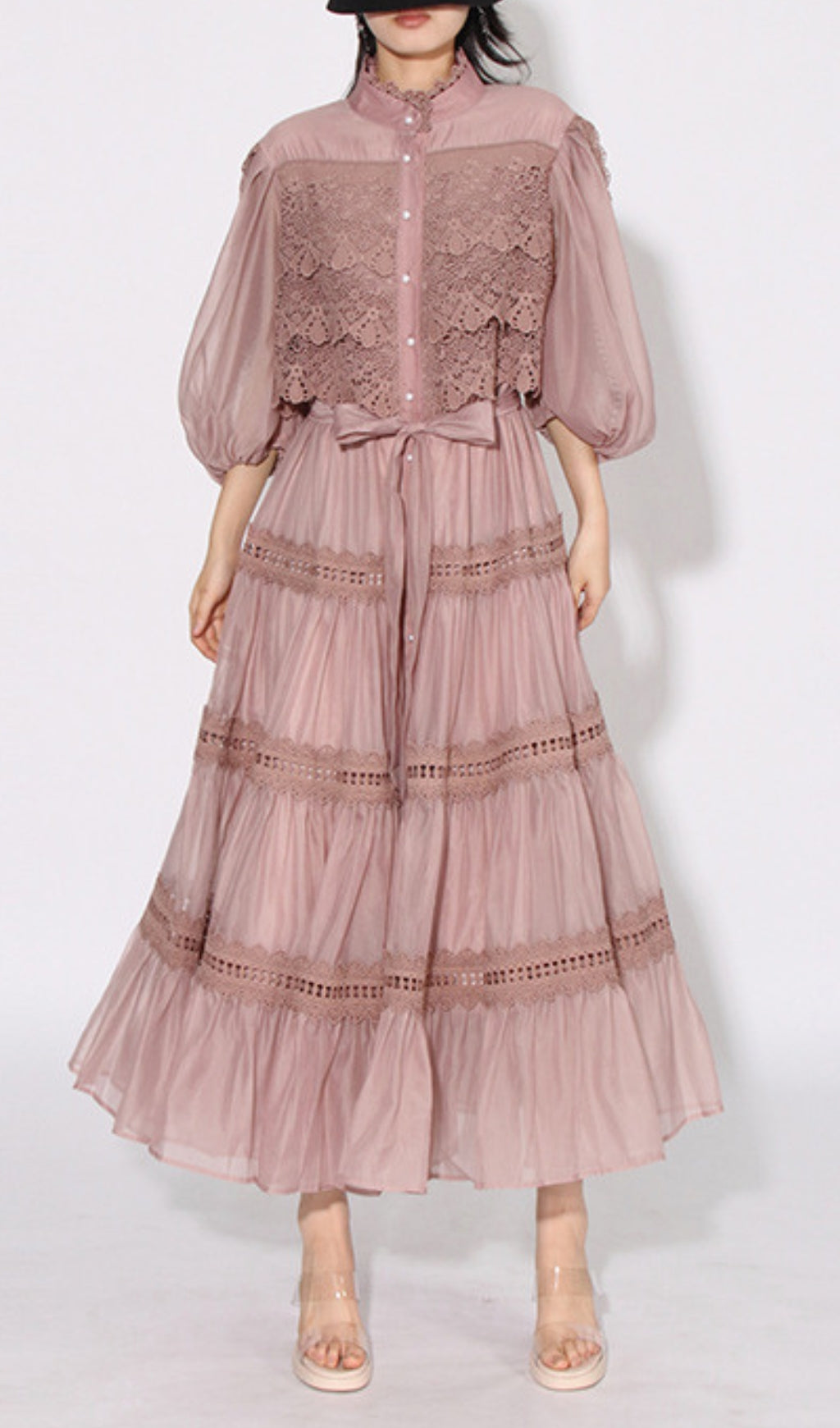 Astrea Puff Sleeve Embroidery Maxi Dress