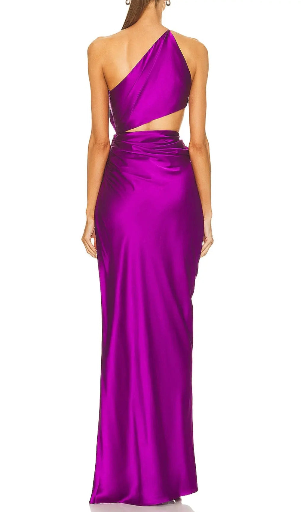 One-Shoulder Silk Satin Midi Dress In Purple