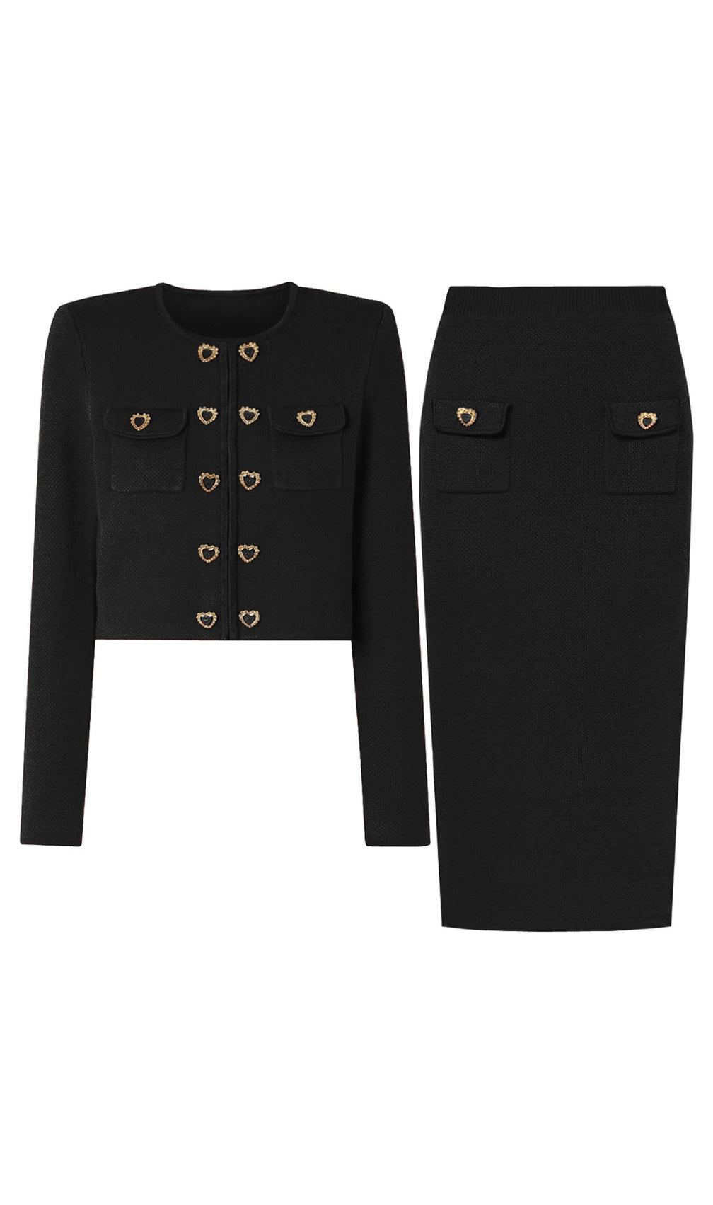 Clia Heart Button Midi Skirt Set