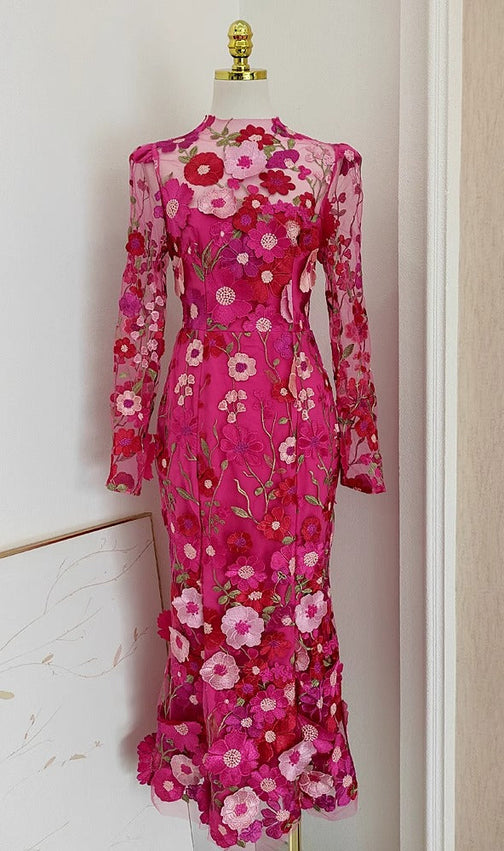 Altair Flower Mermaid Midi Dress