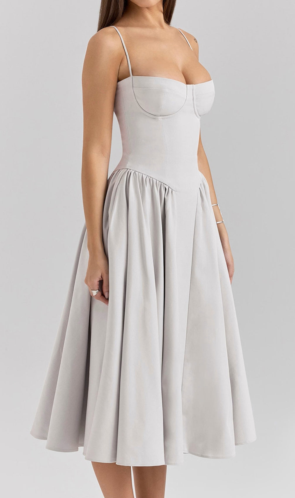 Dextra Grey Strappy Midi Dress