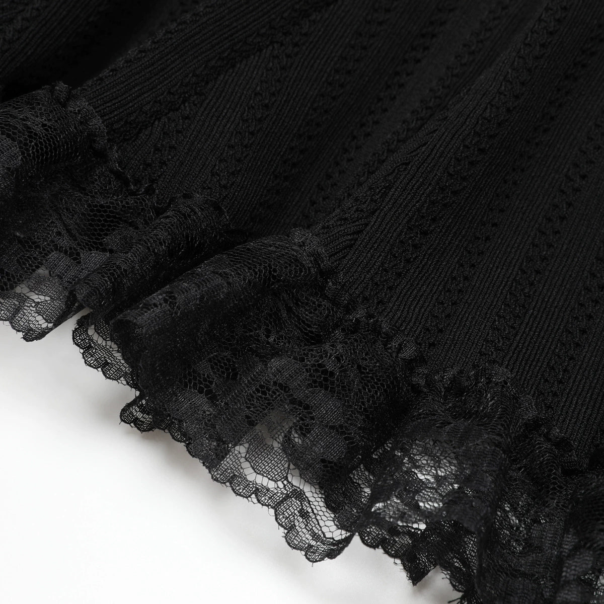 Khosrow Black Lace Knit Peplum Mini Dress