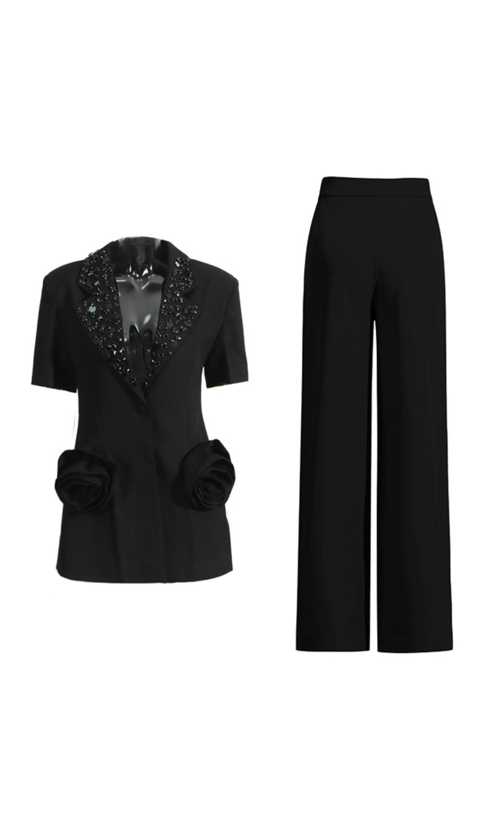 Enola Flower Diamond Blazer & Pants Set