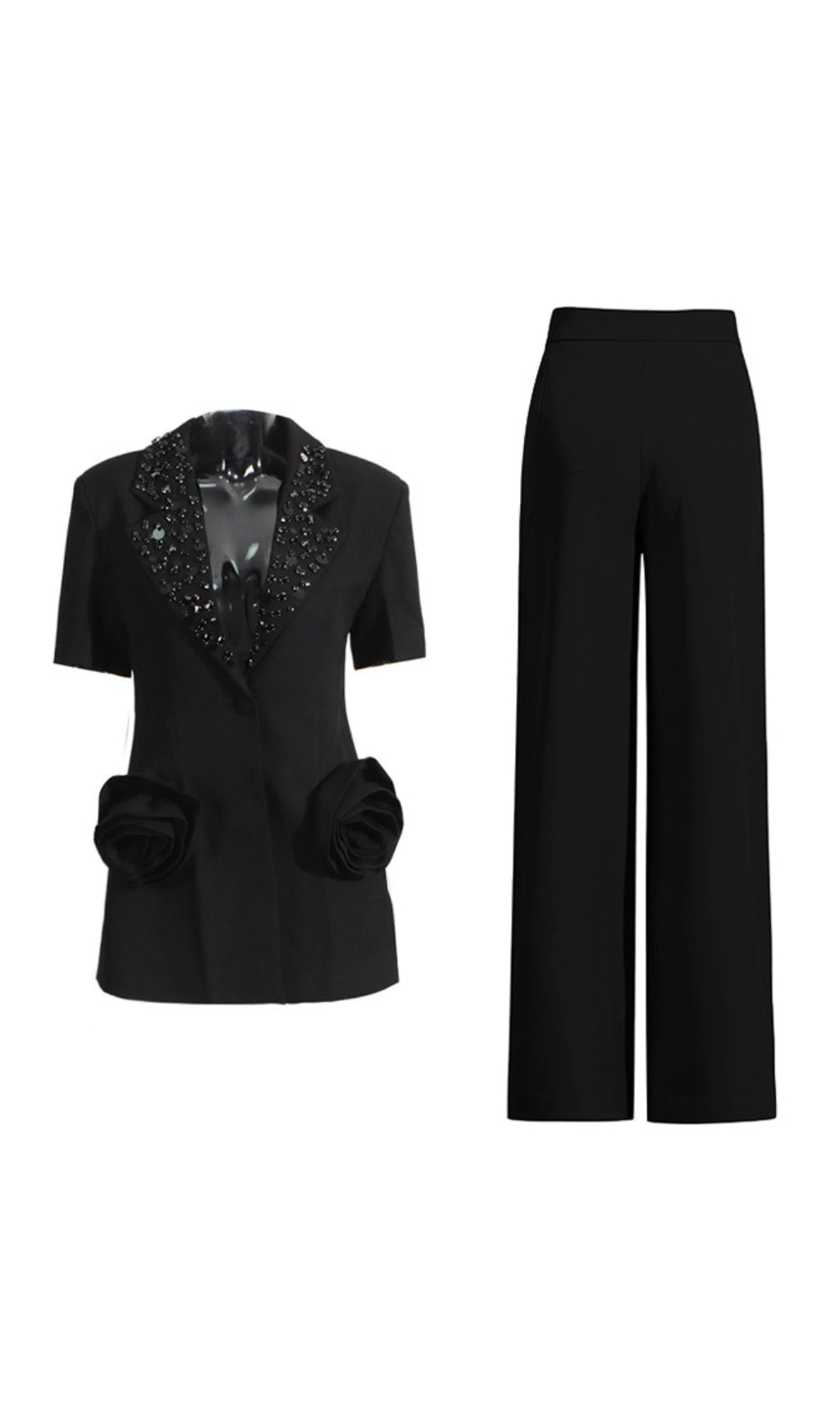 Enola Flower Diamond Blazer & Pants Set