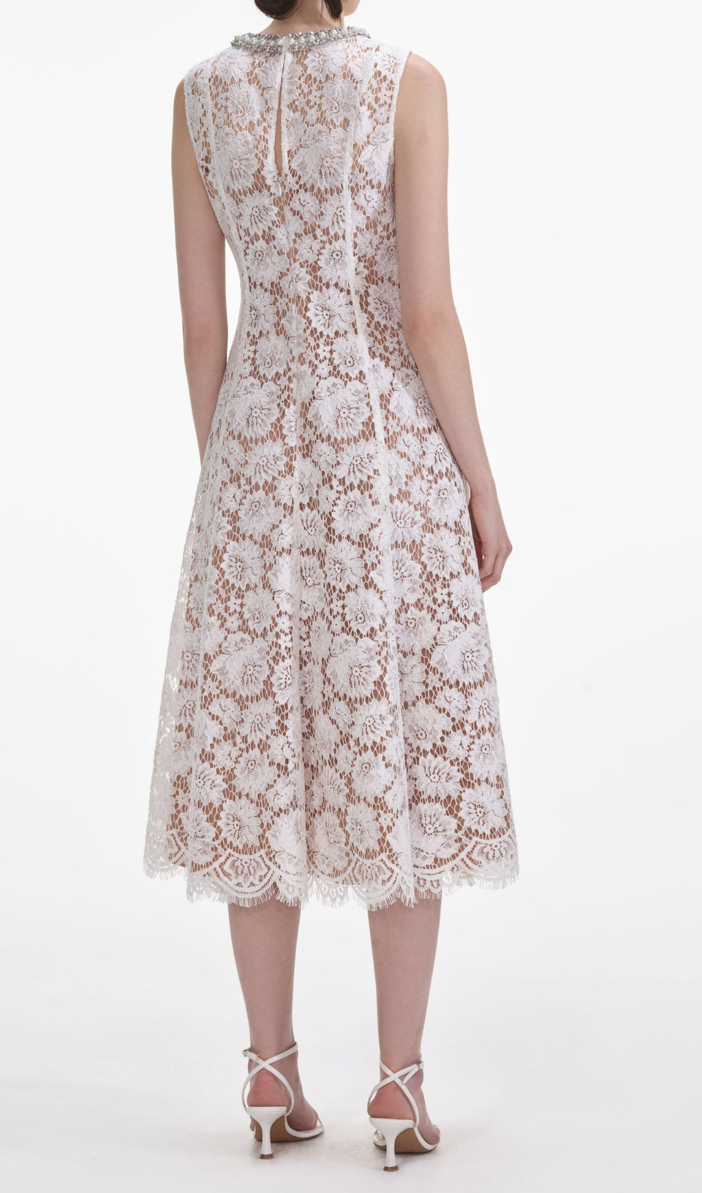 Fine Lace Pearl Midi Dress
