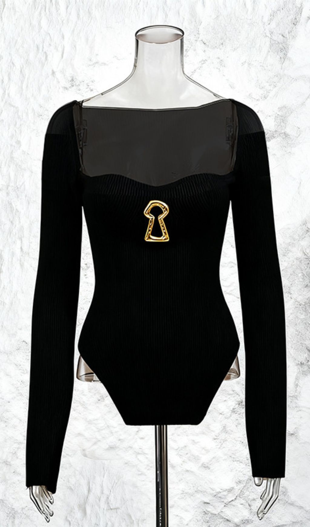 Evolia Enchant Keyhole Ribbed Knit Long Sleeve Top