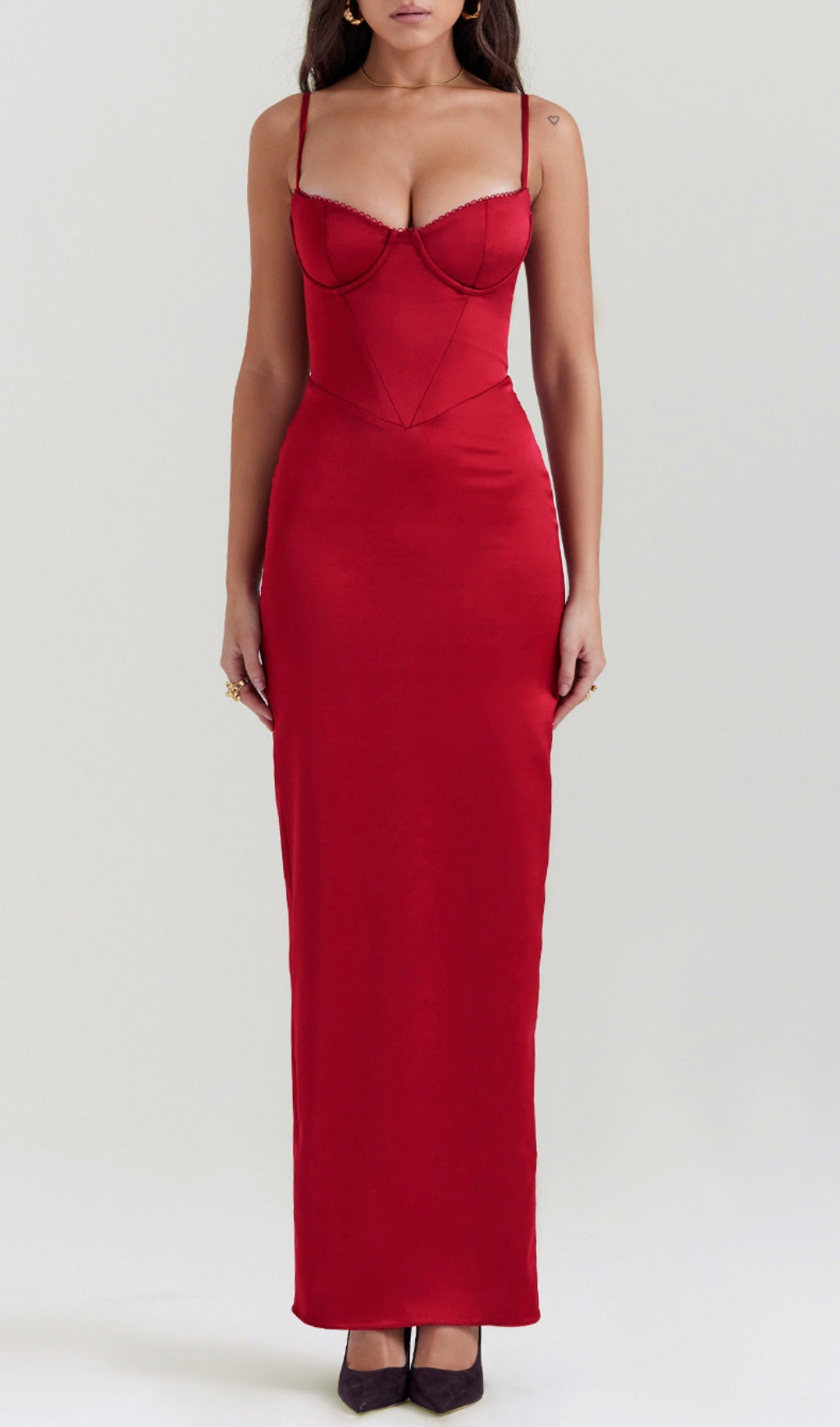 Corset Maxi Dress In Red
