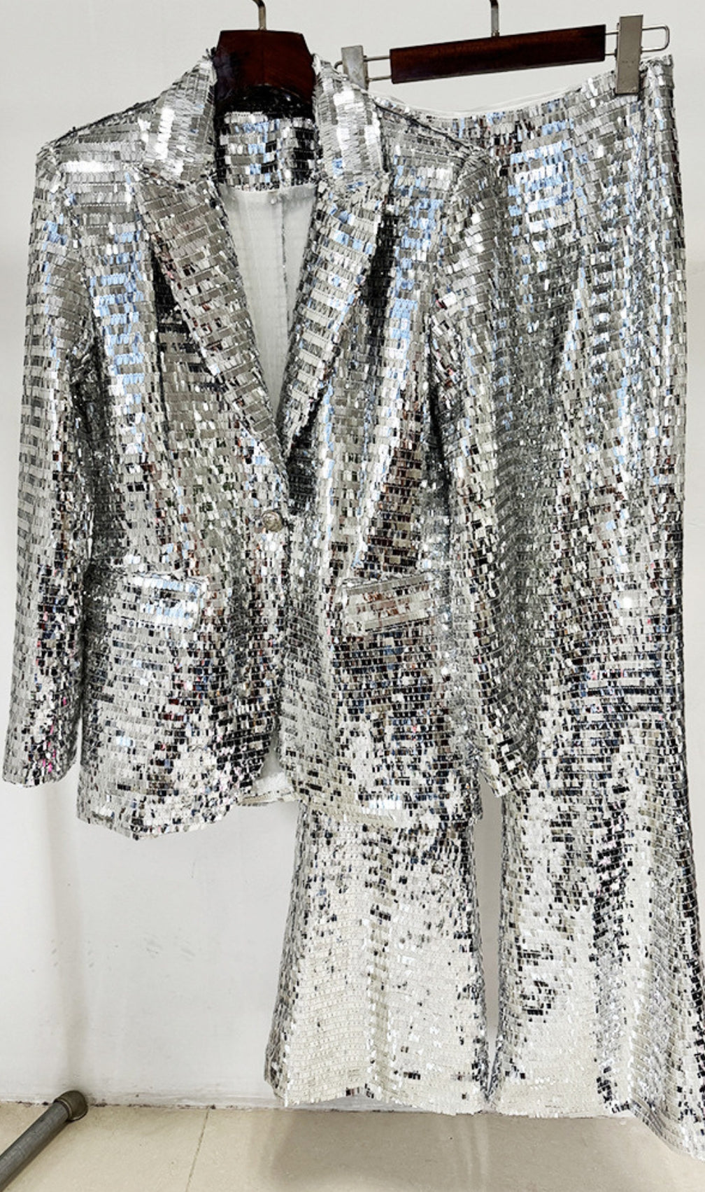 Divna Silver Sequin Blazer & Pants Set