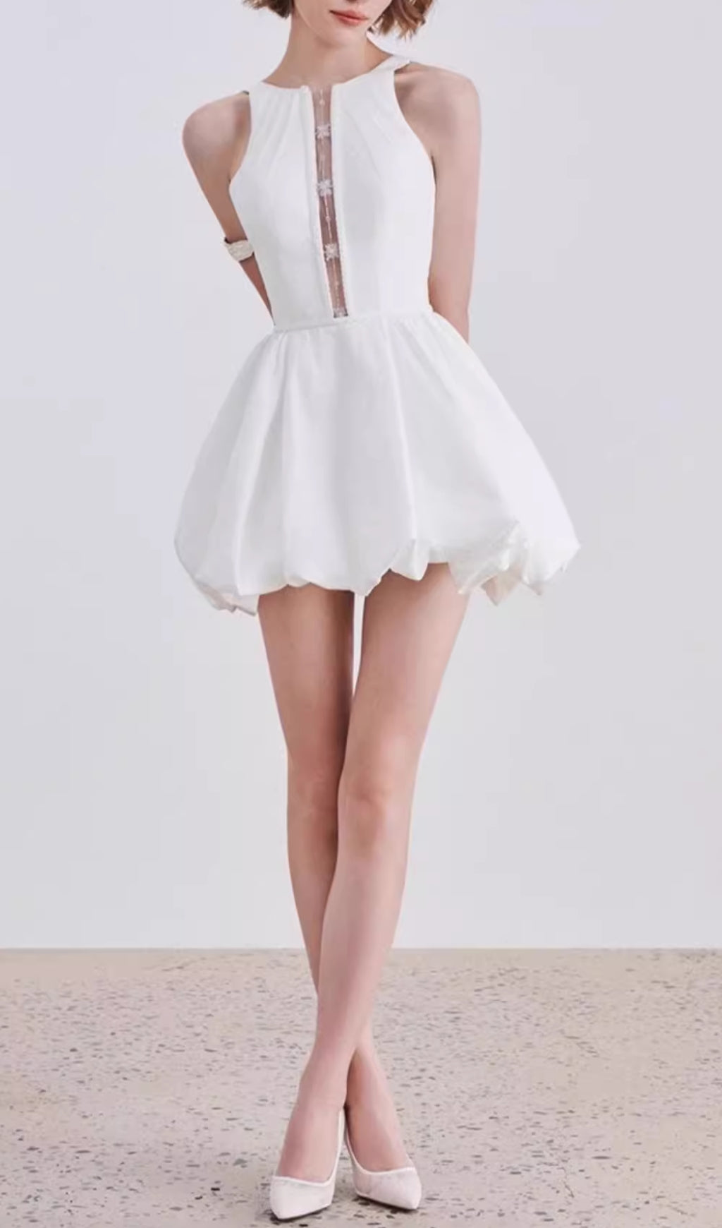 Emilie White Sleeveless Mini Dress