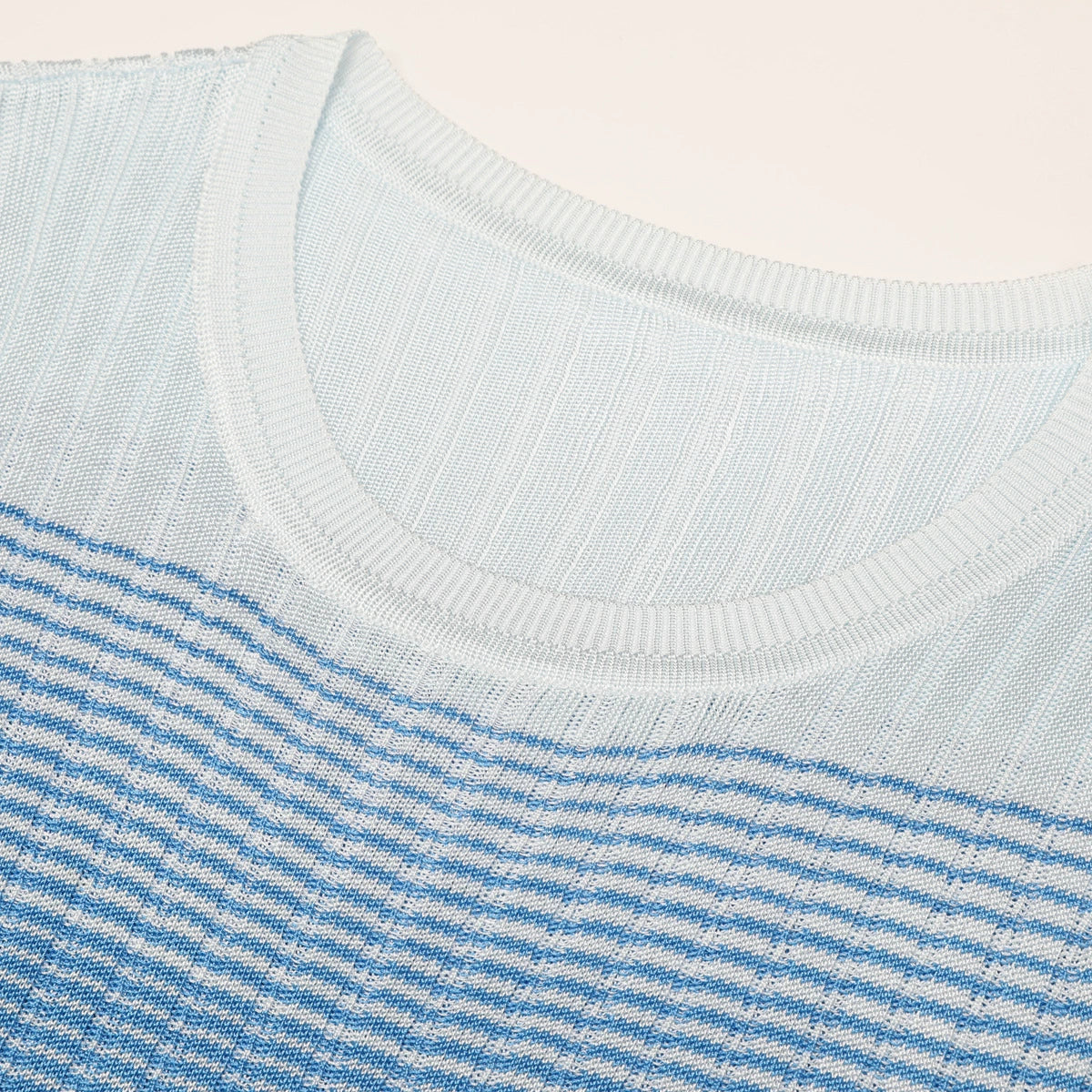 Kianna Blue Ombre Striped Short Sleeve Knit Maxi Dress