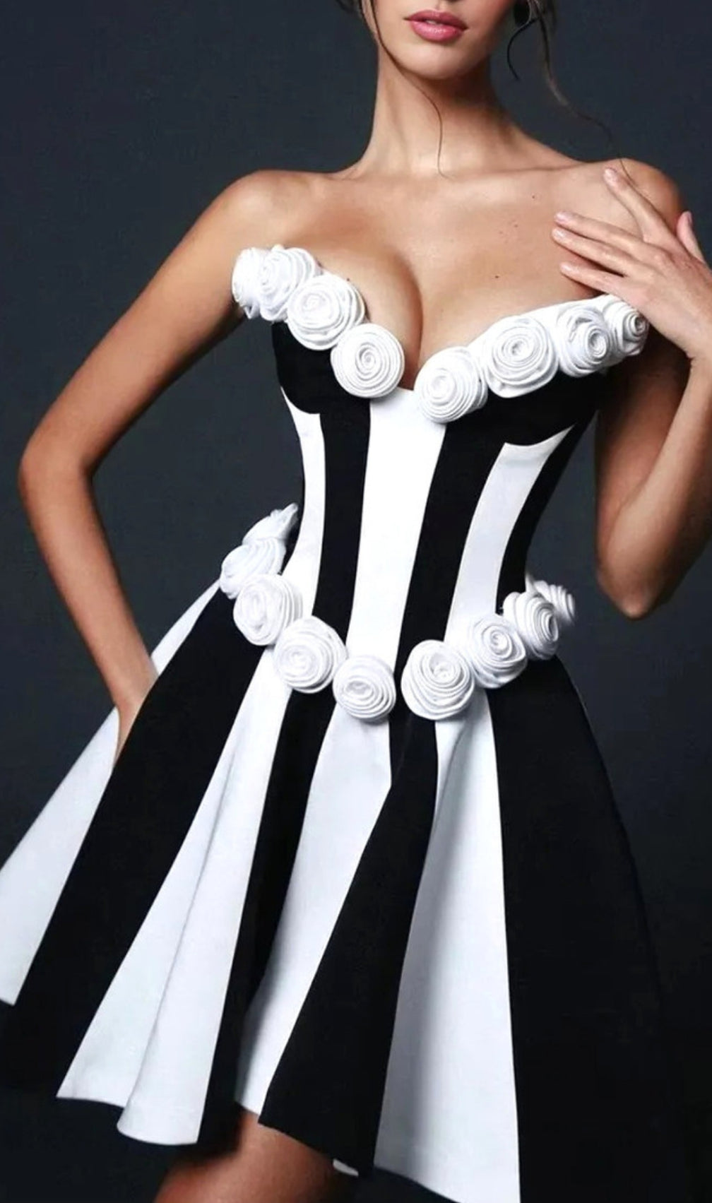 Clodia Strapless Flower A-Line Mini Bandage Dress