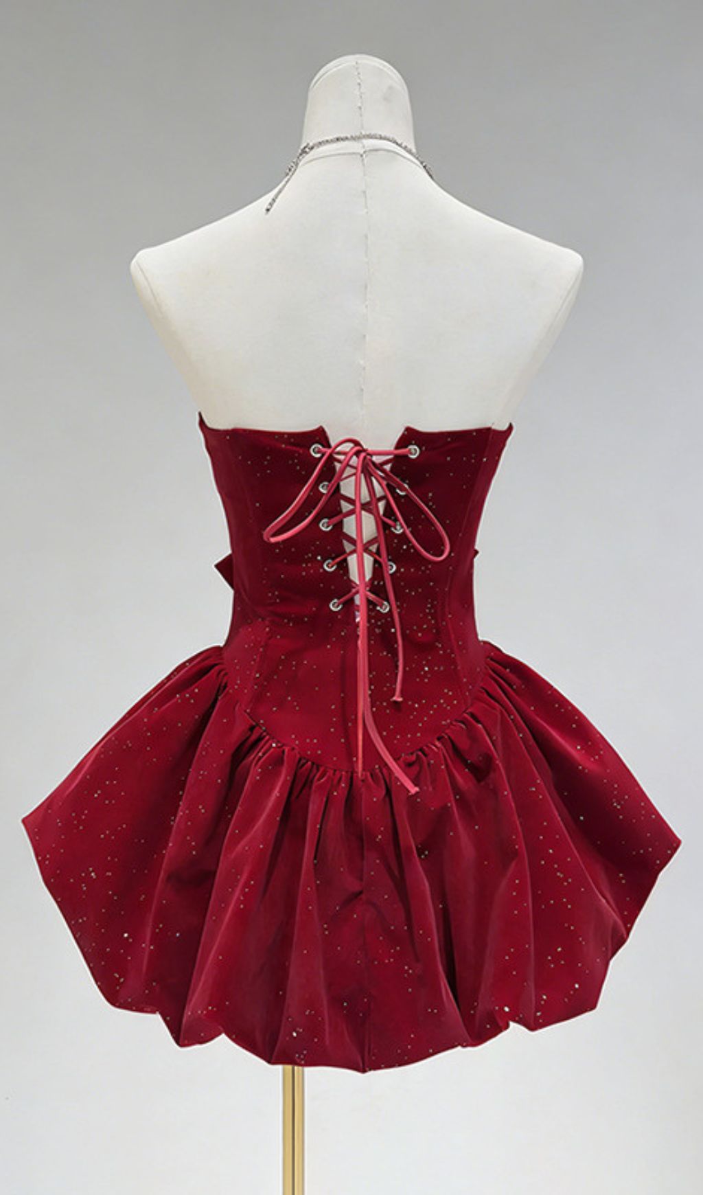 Jioni Glamorous Red Velvet Strapless Mini Dress - Sparkle & Bow